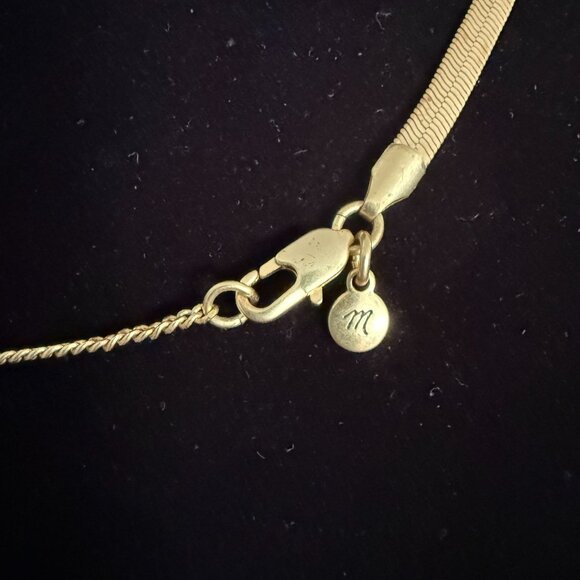 Madewell Gold-Plated Brass Herringbone Necklace 15 1/2"-20" Adjustable Chain - Picture 3 of 9